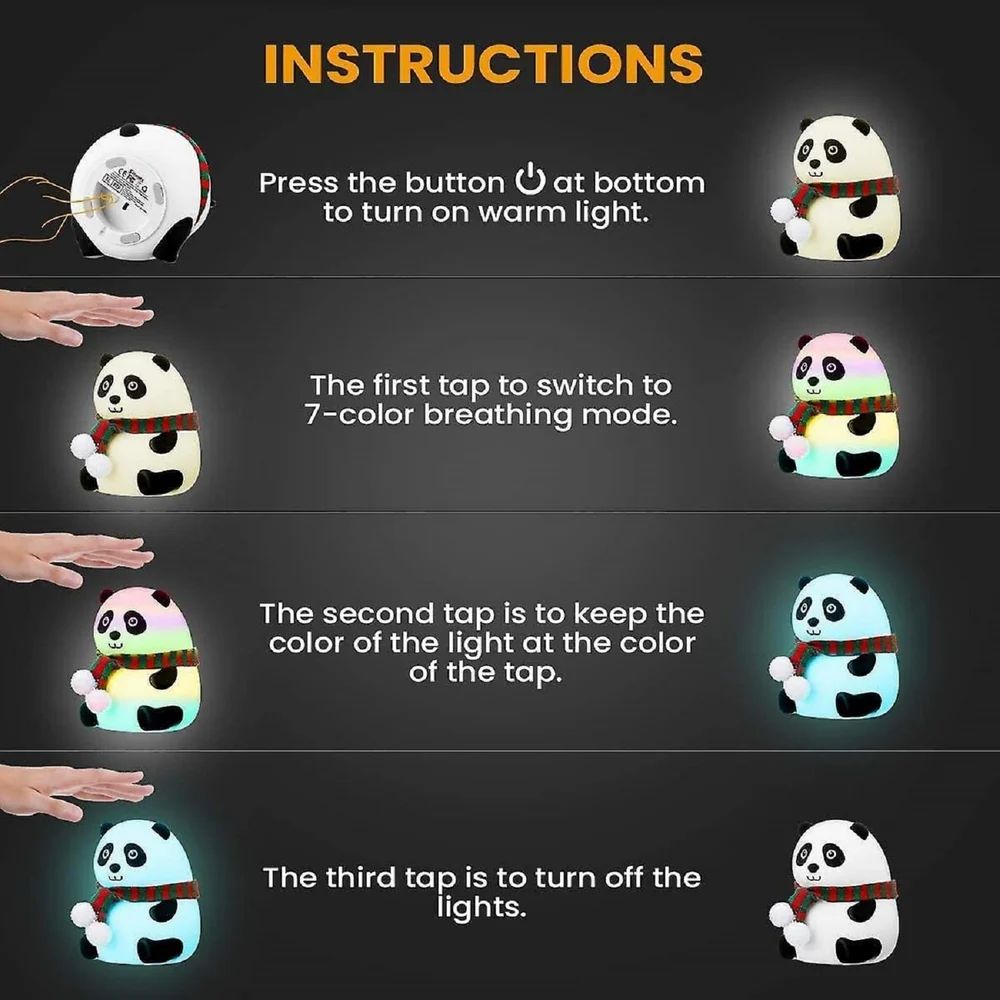 Panda Silicone Night Lamp – Cute, Soft & Rechargeable !