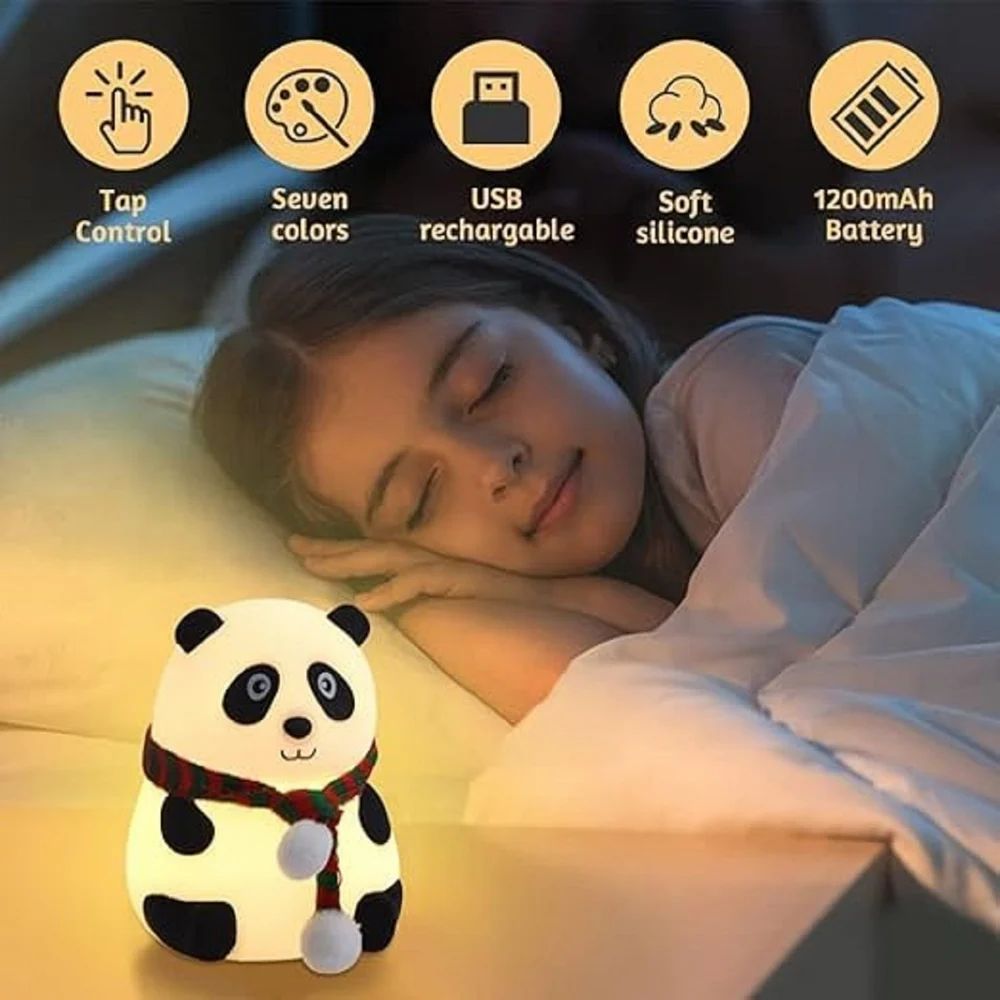 Panda Silicone Night Lamp – Cute, Soft & Rechargeable !