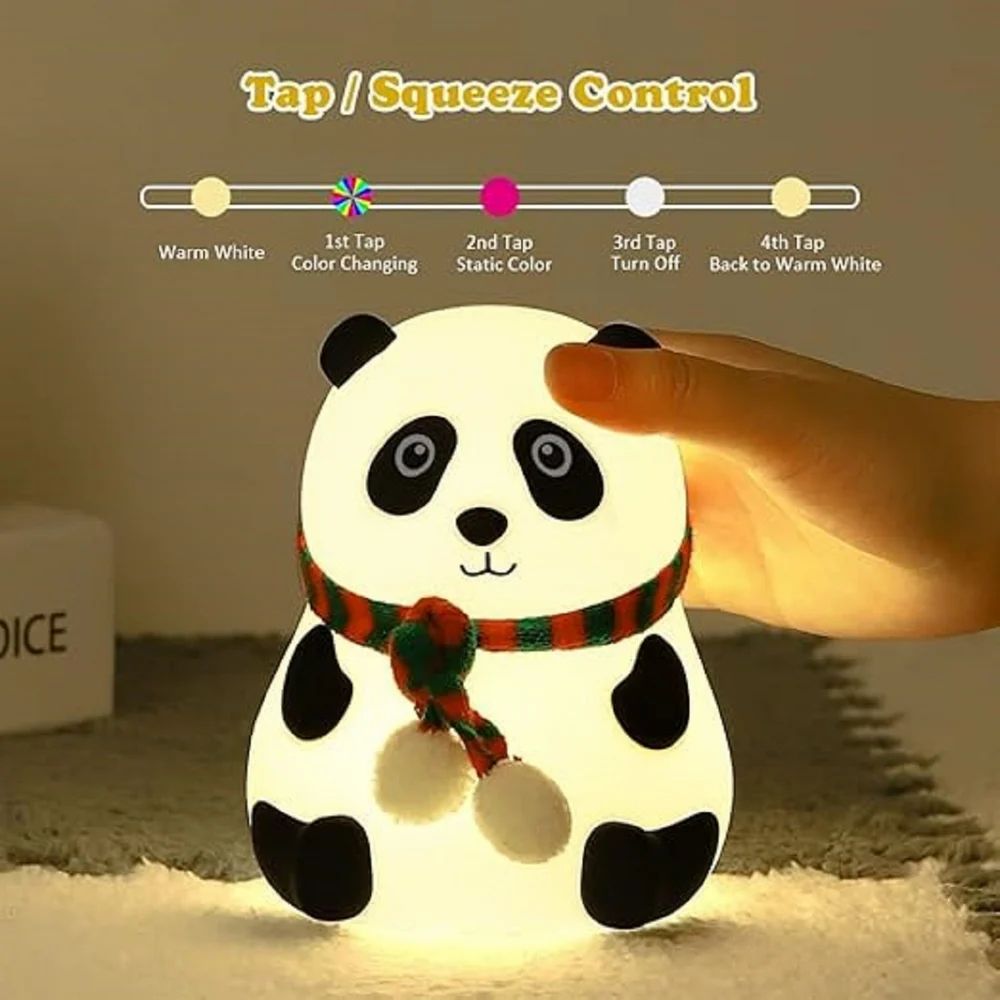 Panda Silicone Night Lamp – Cute, Soft & Rechargeable !